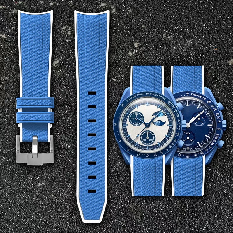 Voor Omega Swatch 20mm Curve Horlogeband Speedmaster MoonSwatch Planet Snoopy Horlogeband Quick Release Polsbandje Rubberen Armband