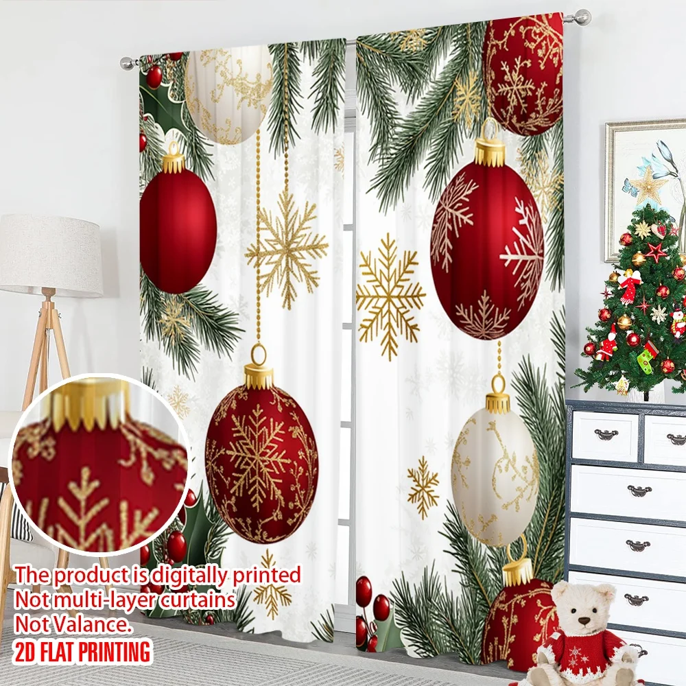 2 قطعة 2D الطباعة المسطحة عيد ميلاد سعيد الستار الشعبي عيد الميلاد الحلي الثلج جارلاند 100% البوليستر بدون كهرباء #5