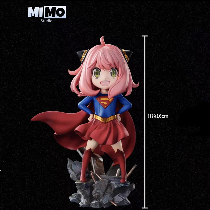 Anime Spy Familie Figuur 16 cm Anya Pvc Model Cos Supergirl Beeldje Leuke Standbeeld Ornament Bureau Decor Verjaardagscadeau