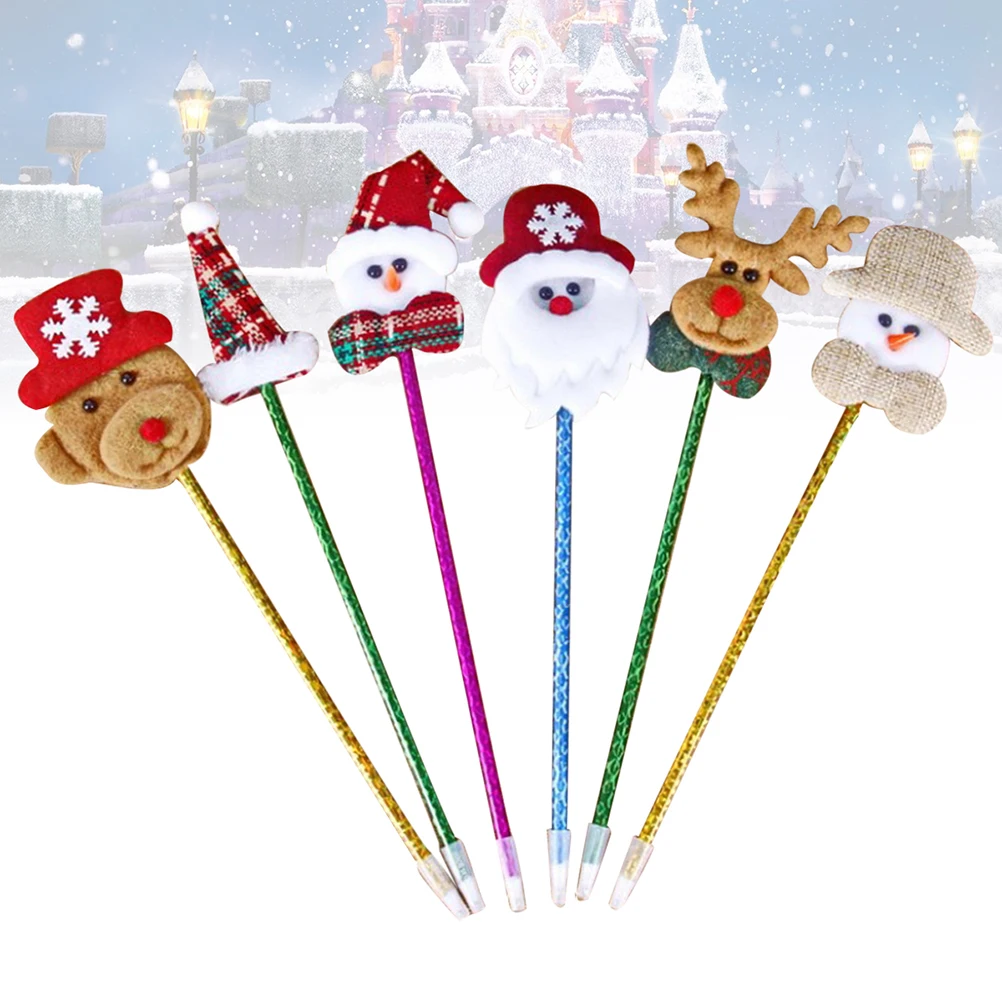 

12 Pcs Christmas Ballpoint Pen Cartoon Pens Black Ink Theme Decorations Student