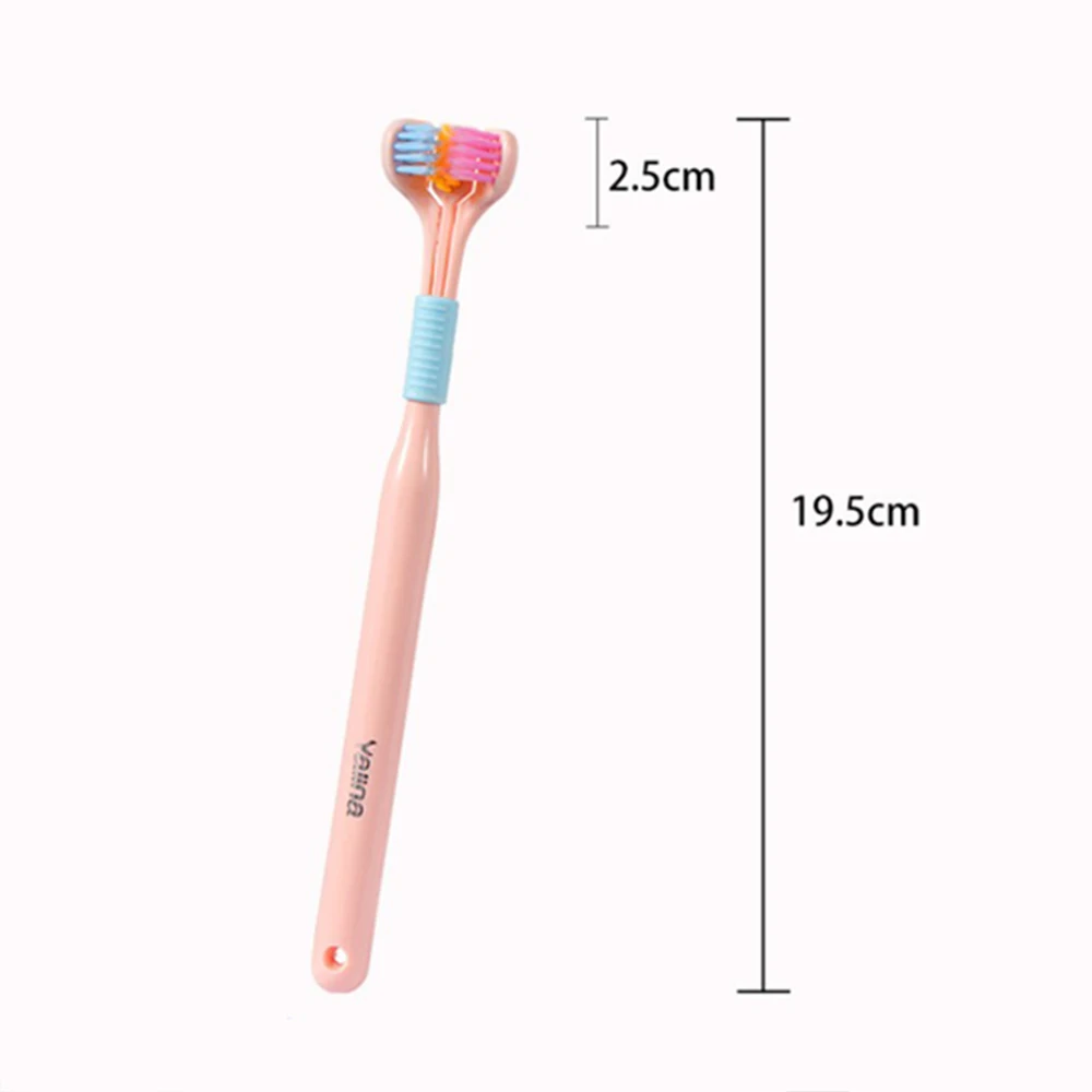 Comfortable 3 Heads Toothbrush Completely Cover Triple-Angle Toothbrush for Children and Adults