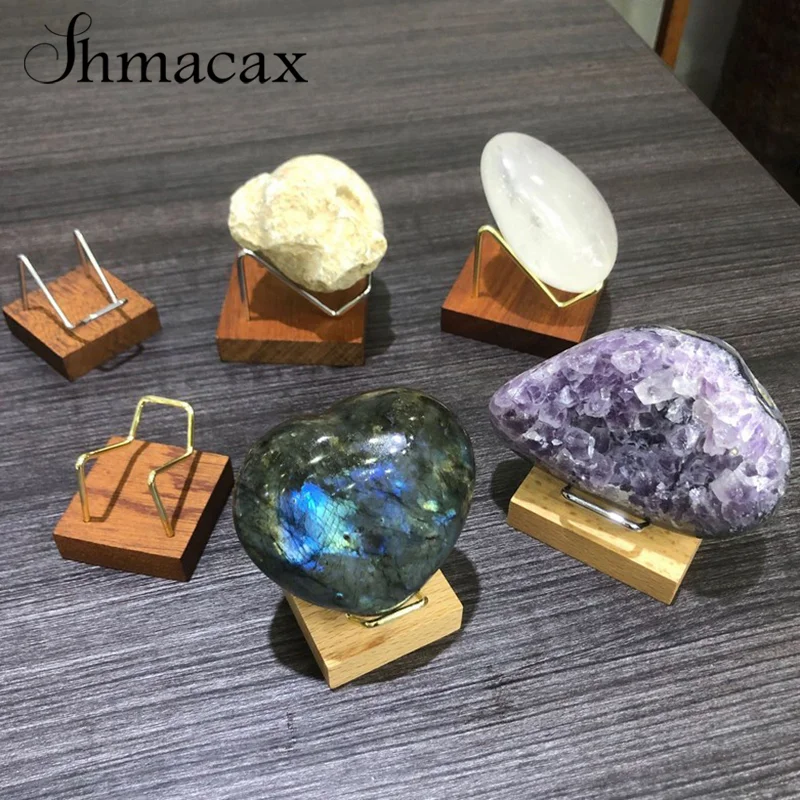 Wooden Display Stand Geode Minerals Relics Rocks Balls Holder Display Small Case Crystal Ball Stand Display Holder Gemstones