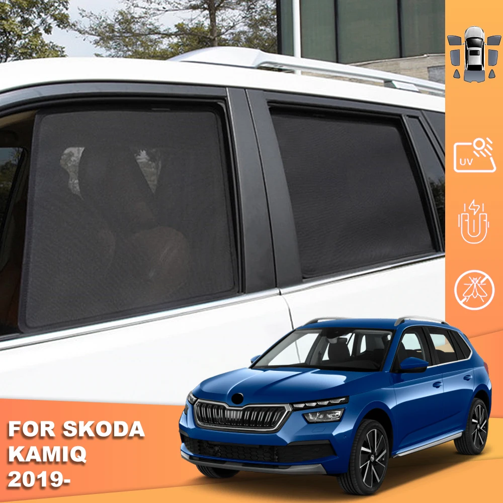 Dla Skoda Kamiq NW4 2019-2024 Magnetyczna samochodowa osłona przeciwsłoneczna Przednia szyba Kurtyna Tylne boczne fotelik dziecięcy Osłona przeciwsłoneczna Osłona przeciwsłoneczna