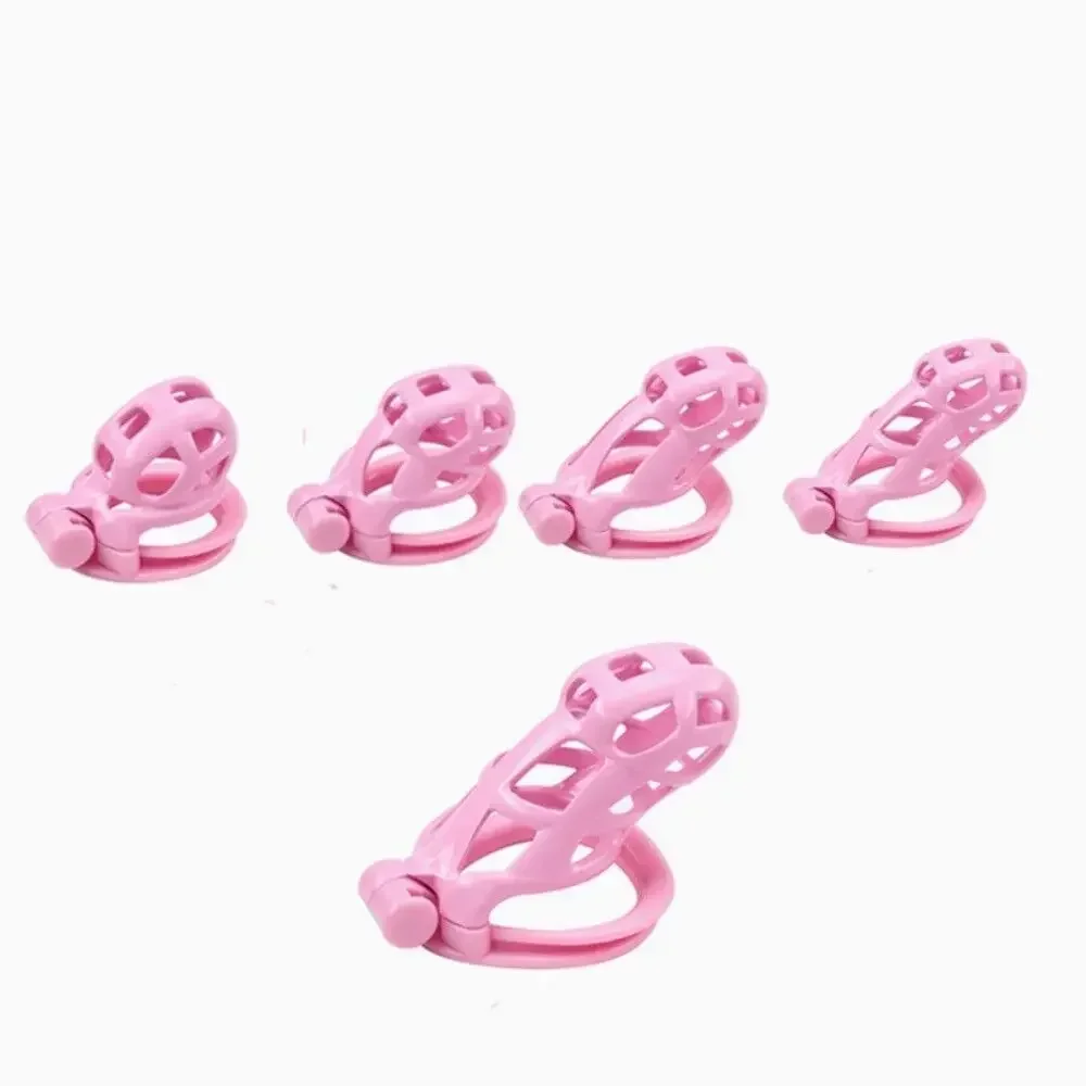 New Pink Penis Ring Urethral Lock Cock Cage Scrotum Restraint CBT Chastity Device Trainer Male Abstinence Sex Toy Adult Products