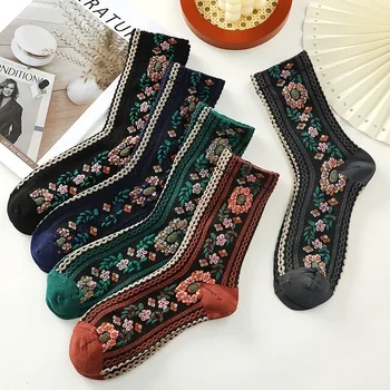 Kleine Bloemensokken Voor Vrouwen Retro Britse Stijl Herfst En Winter Middenbuis Sokken Voor Casual En Veelzijdige Vrouwen Calcetines