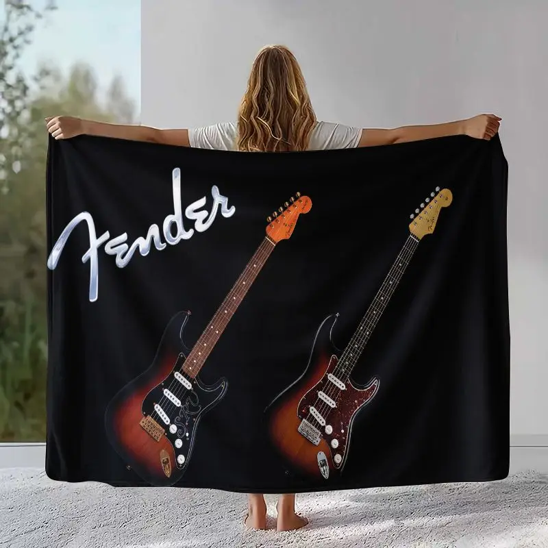 Fender Guitar Theme Rock Music Soft Flannel Blanket,Cozy Warm Throw Blanket for Bed,Sofa,Living Room,Picnic,Camping,Home Decor