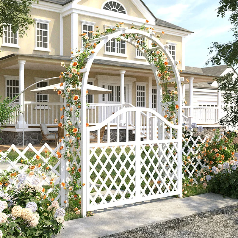 Antiseptic wood arch Outdoor courtyard decoration Garden gate Grape rack Mesh flower rack Arched rose climbing vine rack