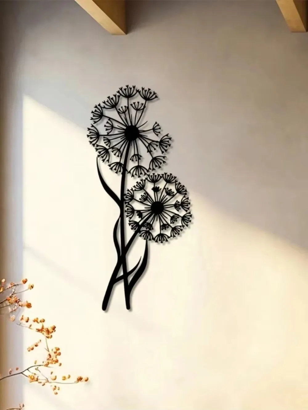 1pc Metal Dandelion Wall Decor Sculpture -  Flying Seeds Modern Home Wall Art for Kitchen, Housewarming Gift
