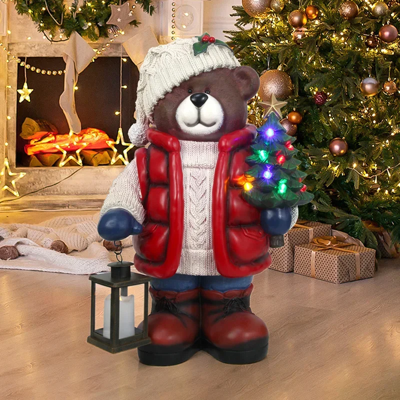 Customized Christma Trees,Bear Sculpture,Floor Decoration,Living Room,TV Cabinets,Entrance Resin Statue,Ornament,Gift,Home Decor