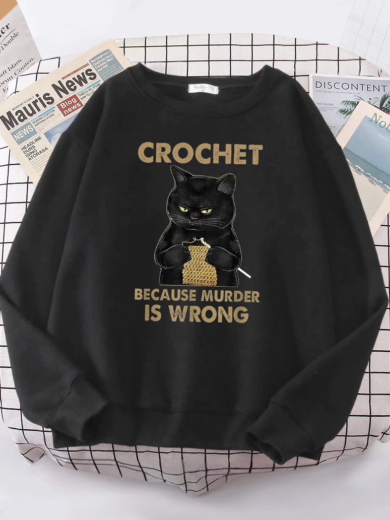 Crochet Because Murder Is Wrong Women\'s Hoody Fashion Fit Sweatshirt Casual Fleece Oversized Hoody Hip Hop All-match Tracksuit