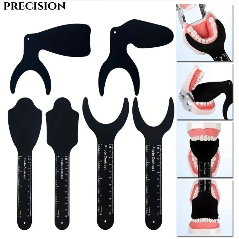 

6-Size Autoclavable Dental Photo Contrast Plate Photographic Black Background Plate Oral Cheek Plate Scale Mark Durable Palatal