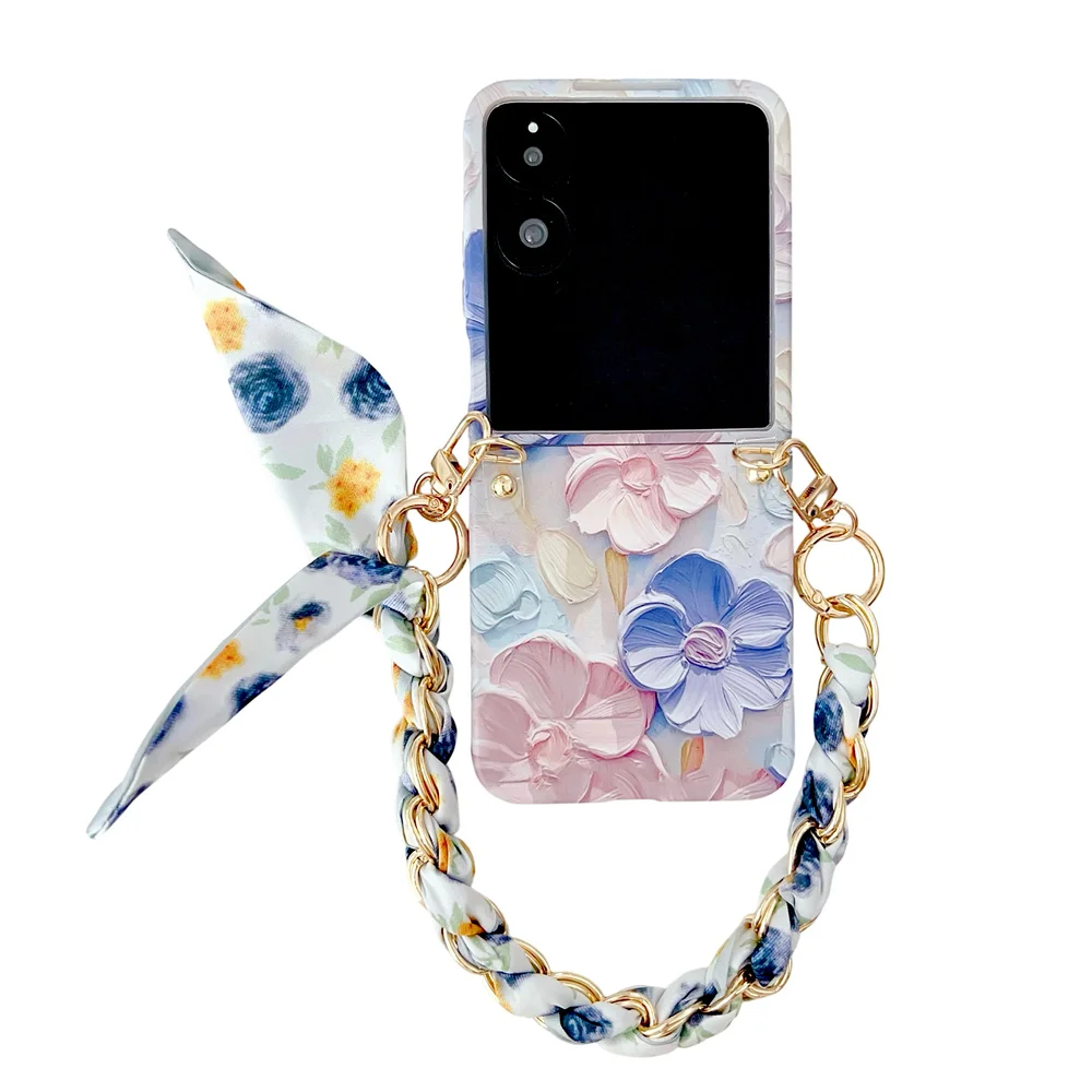 

Relief Flower Phone Case For XiaoMi Mix Flip Scarves Bracelet Hand Strap Protective PC Hard Shell Back Cover