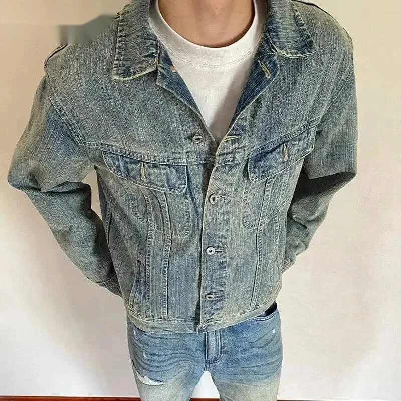 Vintage Washed Men's Denim Jacket Loose Fit 2026 New Arrival Spring Autumn Versatile Outerwear Fashion Menswear BFT67