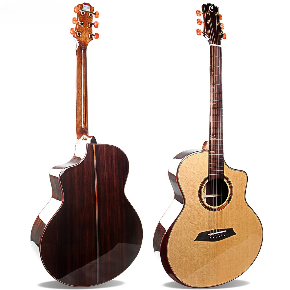 

High Quality China Musical Instruments Chihiro 41 Inch Solid Spruce Top Rosewood Back Acoustic Guitar With Armrest Wholesale