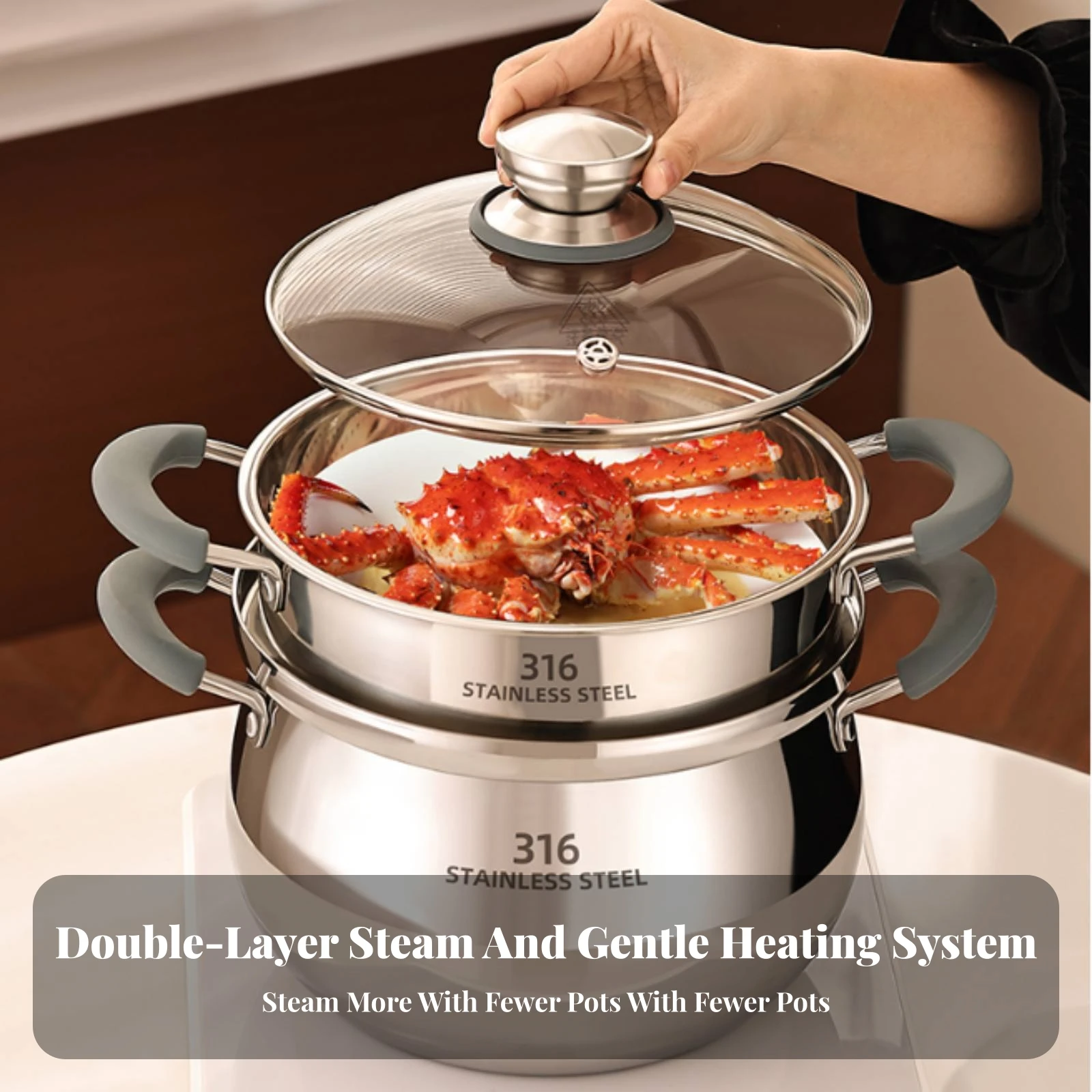Cooking Pot with Steamer Insert Stay-Cool Pot with Steamer Insert Food-Grade Versatile for Home Cooks, Gas Stoves, Kitchen