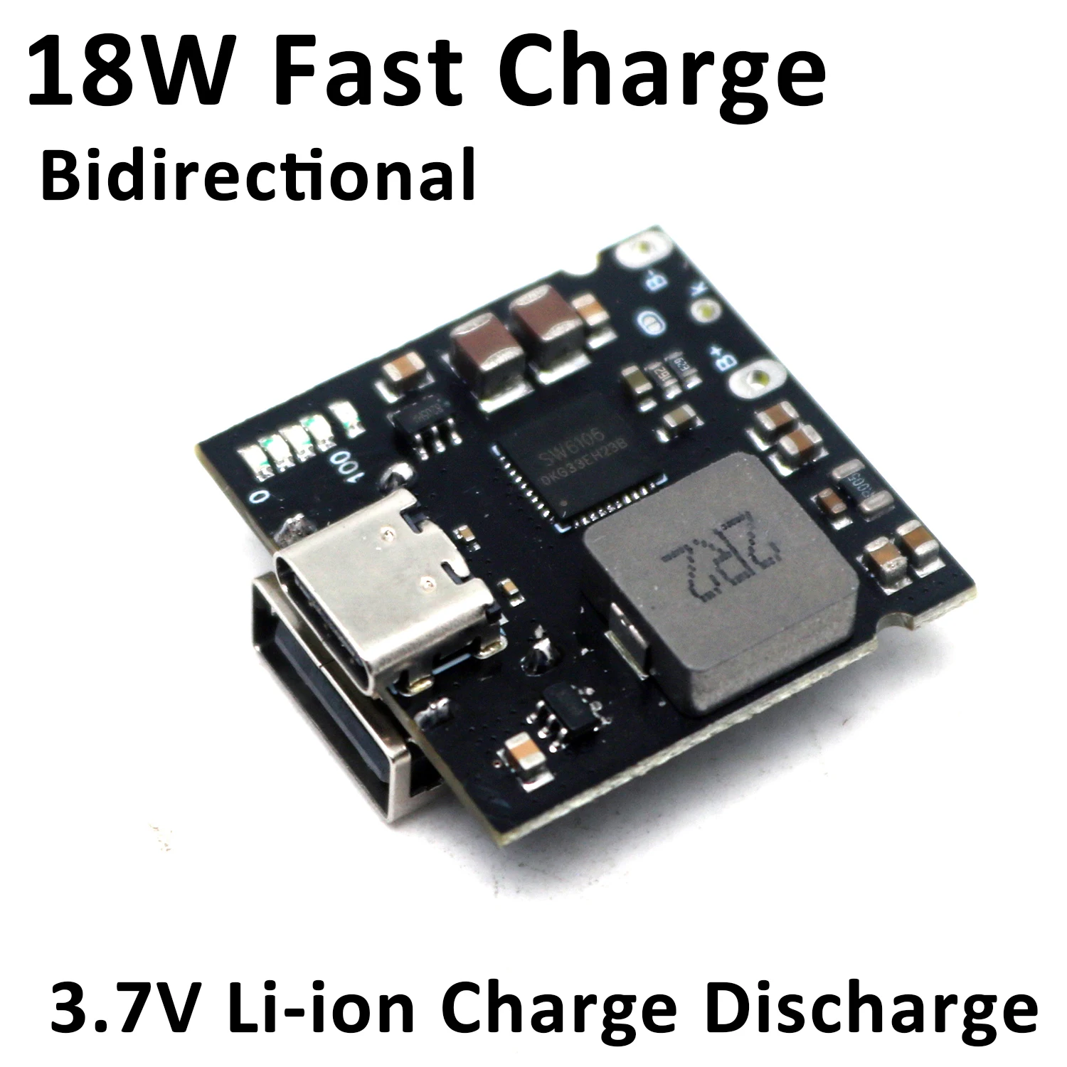SW6106 PD3.0 18W Fast Charge Module 1S BMS Li-ion Charging Discharging Board TYPE-C USB DC 5V TO 3.7v 4.2V Lithium Battery 4A