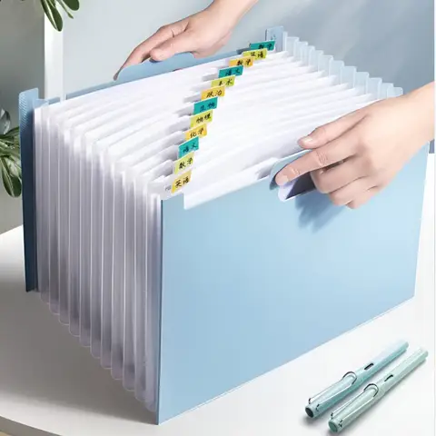 Document Paper Organizer 13 Pockets Accordion File Organizer, Expanding File Folder with Lable Pocket,Upright Open Top,A4/Letter Size Paper Document