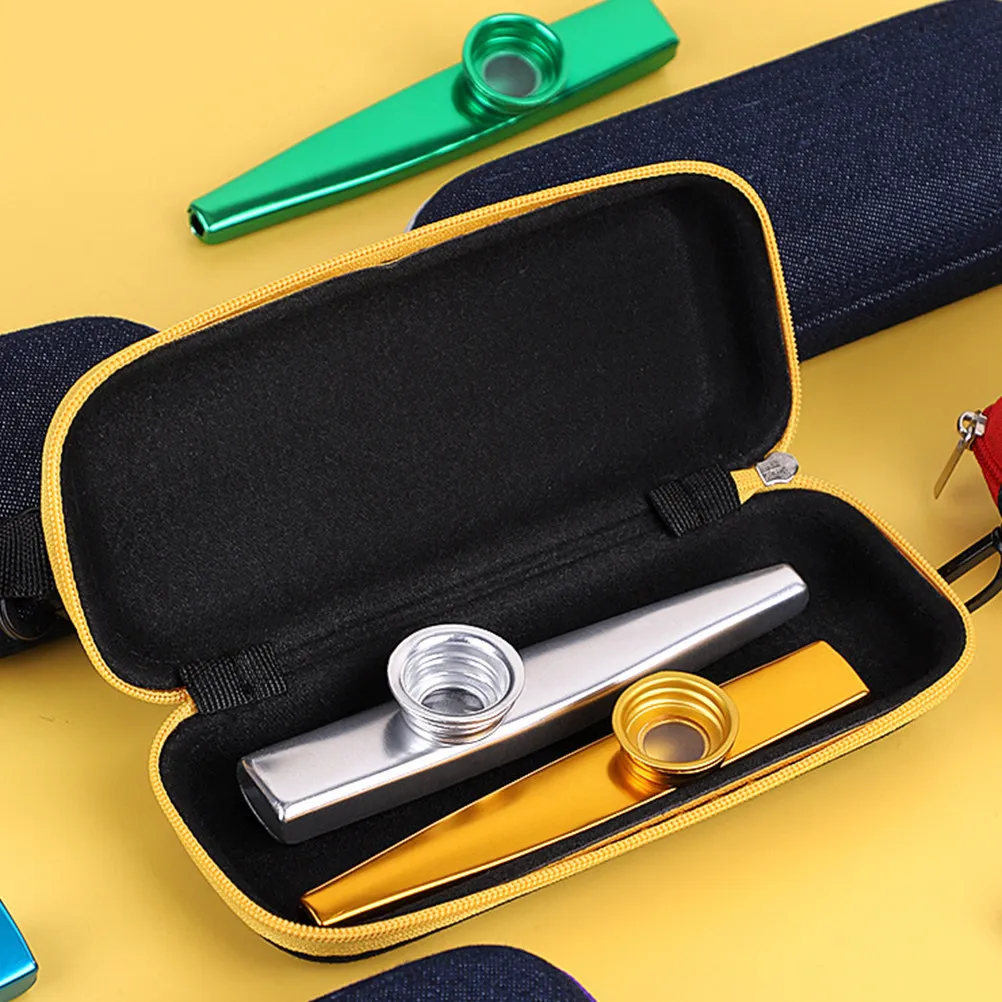 Portable Kazoo Storage Case Eva Shockproof Zipper Design Holds 2 Kazoos Groove Fixing System for Safe Travel Organization
