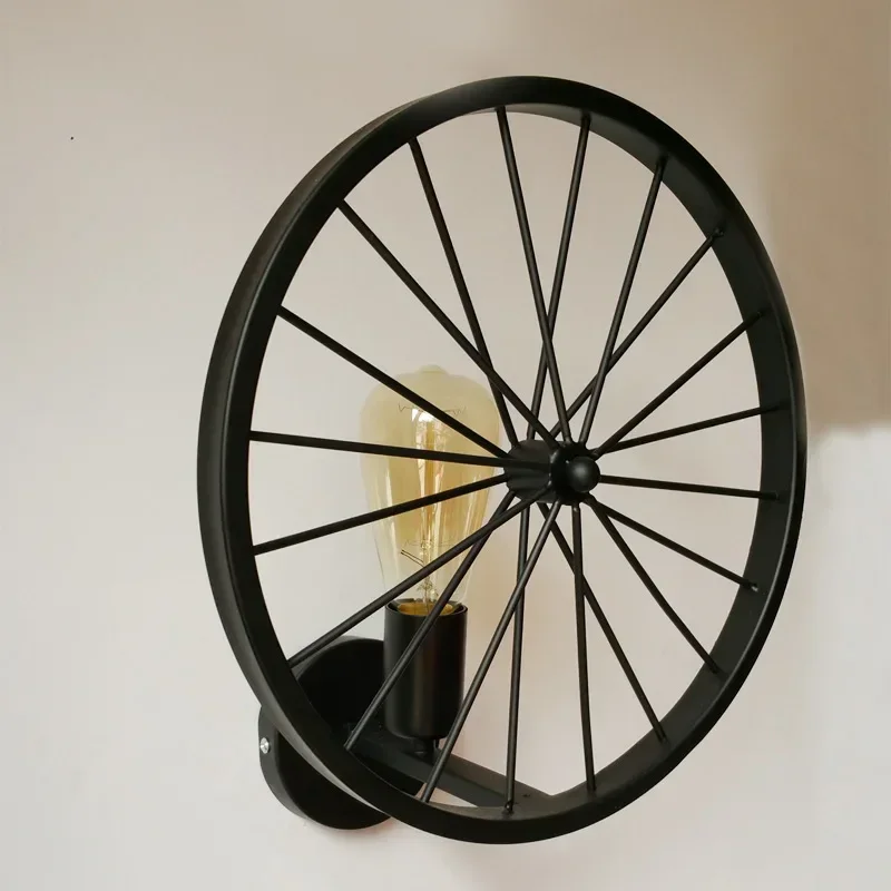 Industrail Vintage Iron  Wheel Wall Lamps Indoor Wall Lighting Fixture for Living Dinning Room Home Lighting Edison Bulb