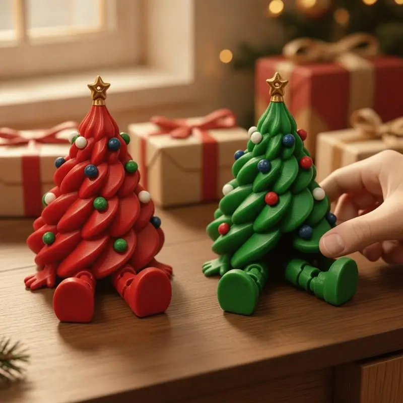 3D Printed Christmas Tree Figures Multi-joint Movable Xmas Decoration Navidad Home Accessories Kids Gifts Living Room Decoratio