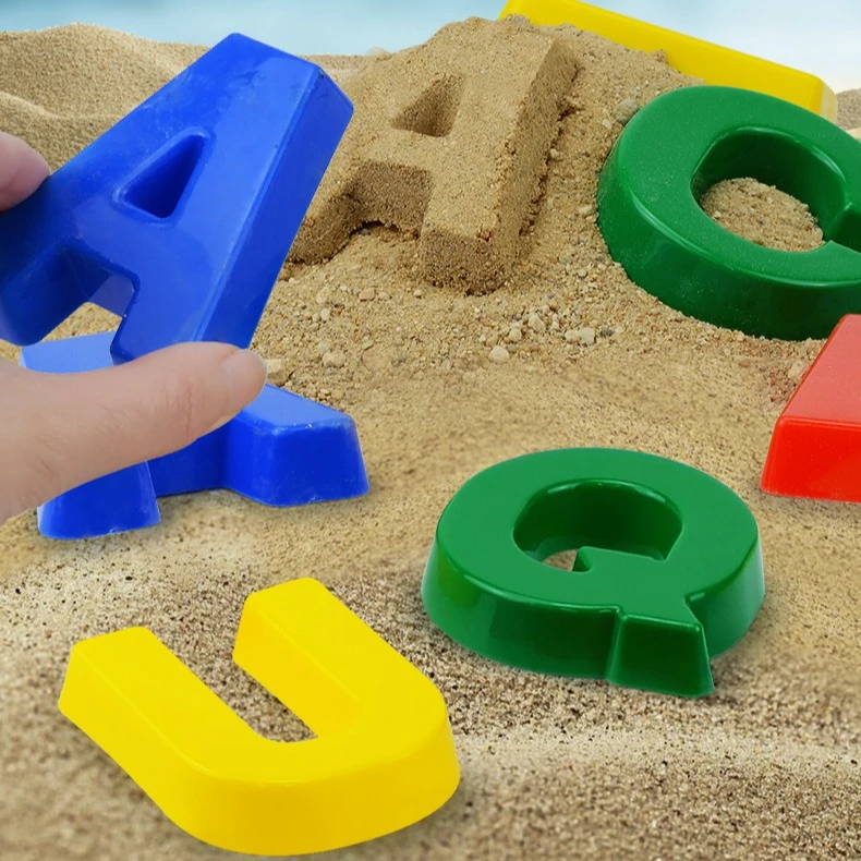 

ABC Alphabet Beach Toys Sand Molding Kit for Kids Uppercase Letters Sand Mold Outdoor Sensory Color Learning Sandbox Tools