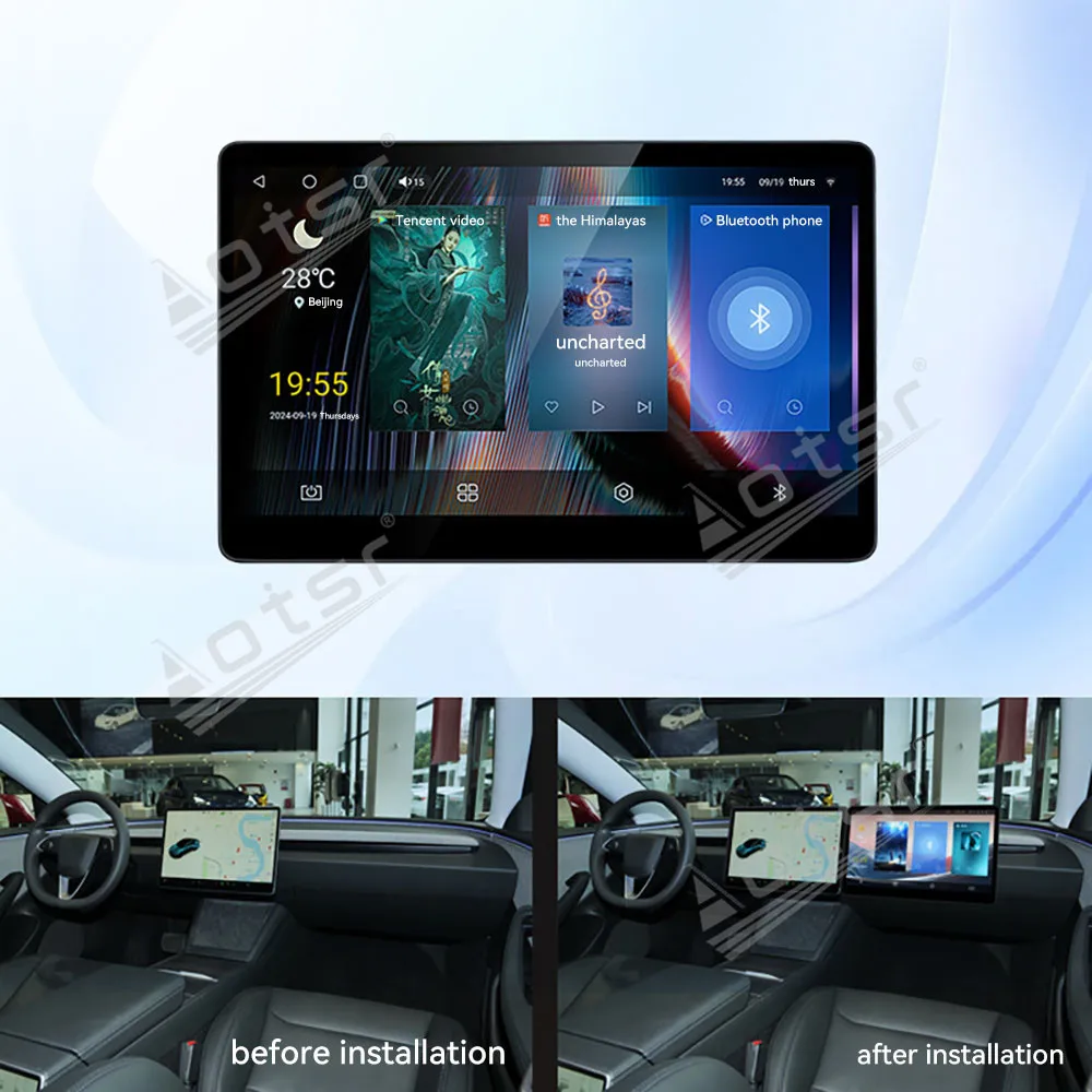 ل تسلا نموذج 3 Y 2019 ~ 2024 المشارك الطيار شاشة ذكية أندرويد سيارة مشغل وسائط متعددة سيارة الترفيه نظام رصد رئيس وحدة