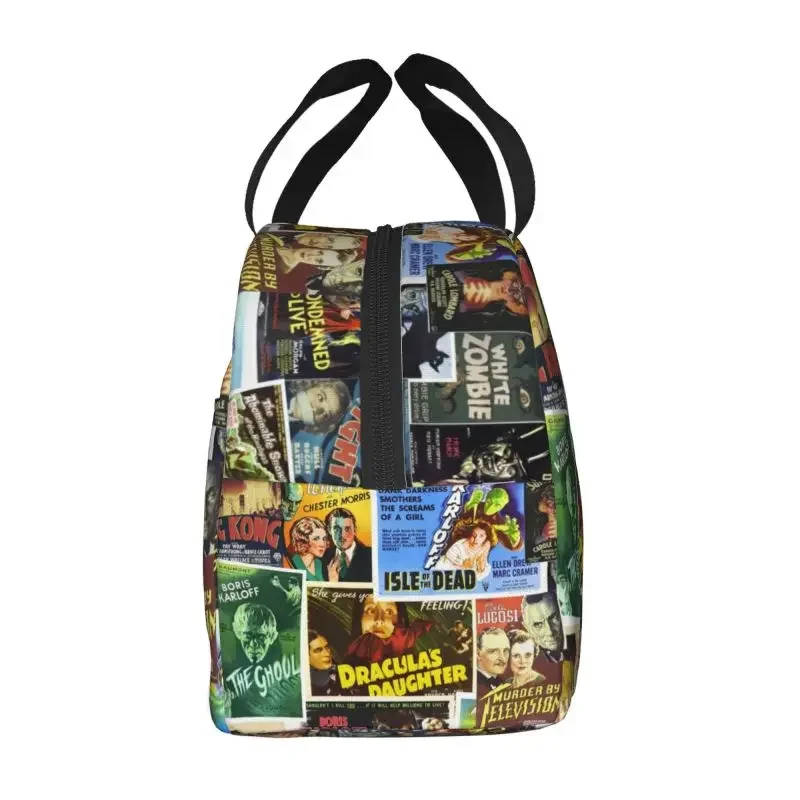 Vintage Horror Movie Insulated Lunch Bag for Camping Travel Frankenstein Cooler Thermal Bento Box Kids Food Container Tote Bags