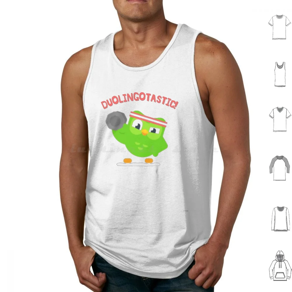 Duolingo Funny , Duolingo Characters Tank Tops Print Cotton You Missed Your Lesson Duolingo Owl Duolingo Meme