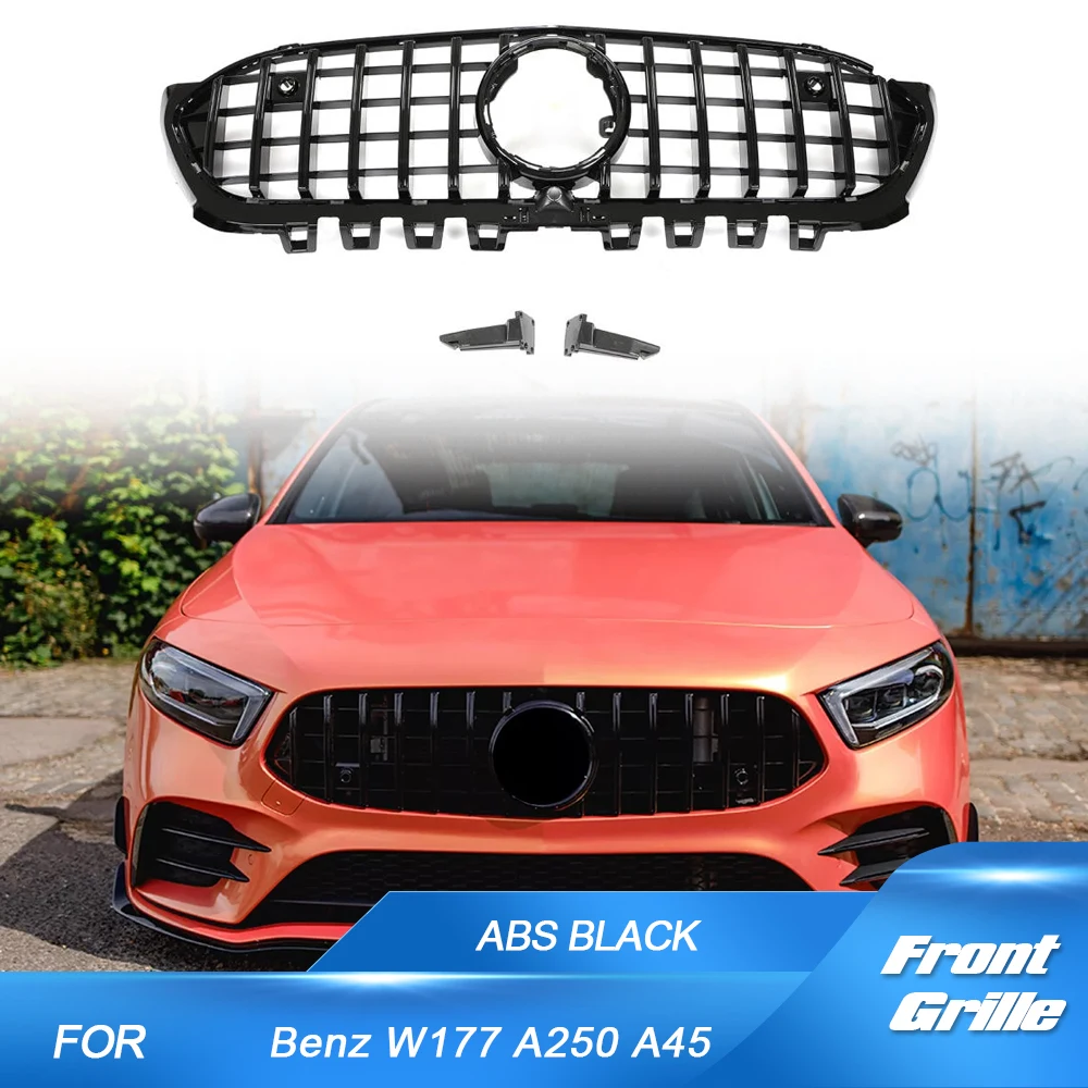 

ABS Car Front Bumper Racing Grille Grill For Mercedes-Benz W177 A200 A220 A250 A35 2019+ Front Bumper GT Style Grill Grille Trim