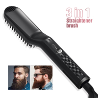 Hair Straightening Brush Hot Comb Straightener Electric Negative Ion Heating Comb For Men Beard Wet Dry Use Quick Hair Styler