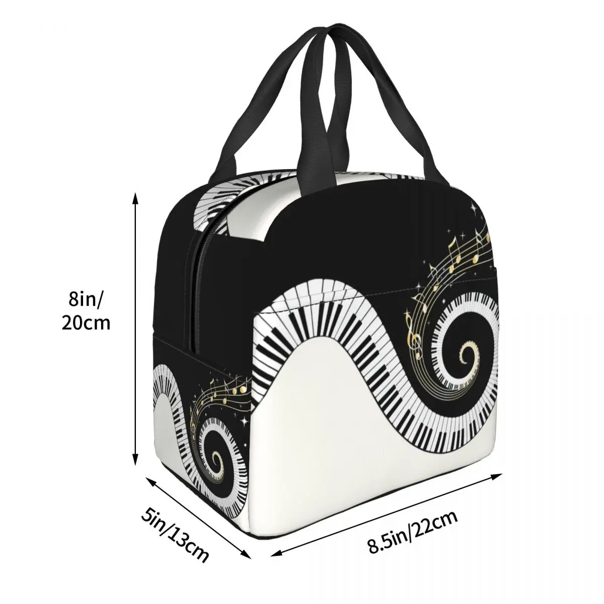 Piano Keyboard Art Insulated Lunch Bags Cooler Bag Reusable Music Note Leakproof Tote Lunch Box Food Handbags Work Picnic