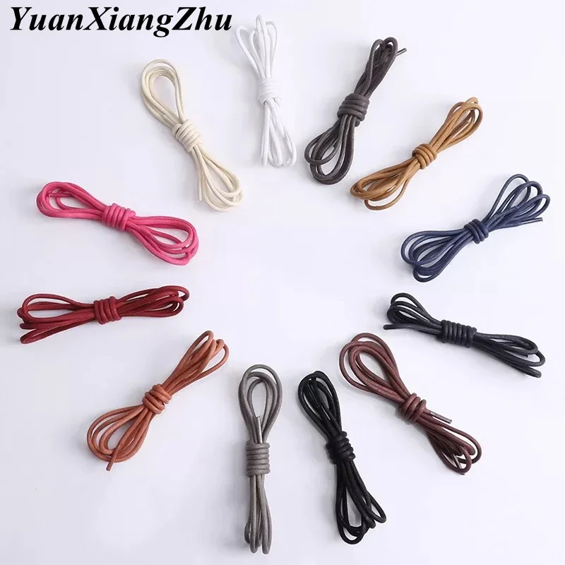 1Pair Waxed Cotton Round Shoe laces Leather Waterproof ShoeLaces Men Boots Shoelace Shoestring Length 80/100/120/140CM