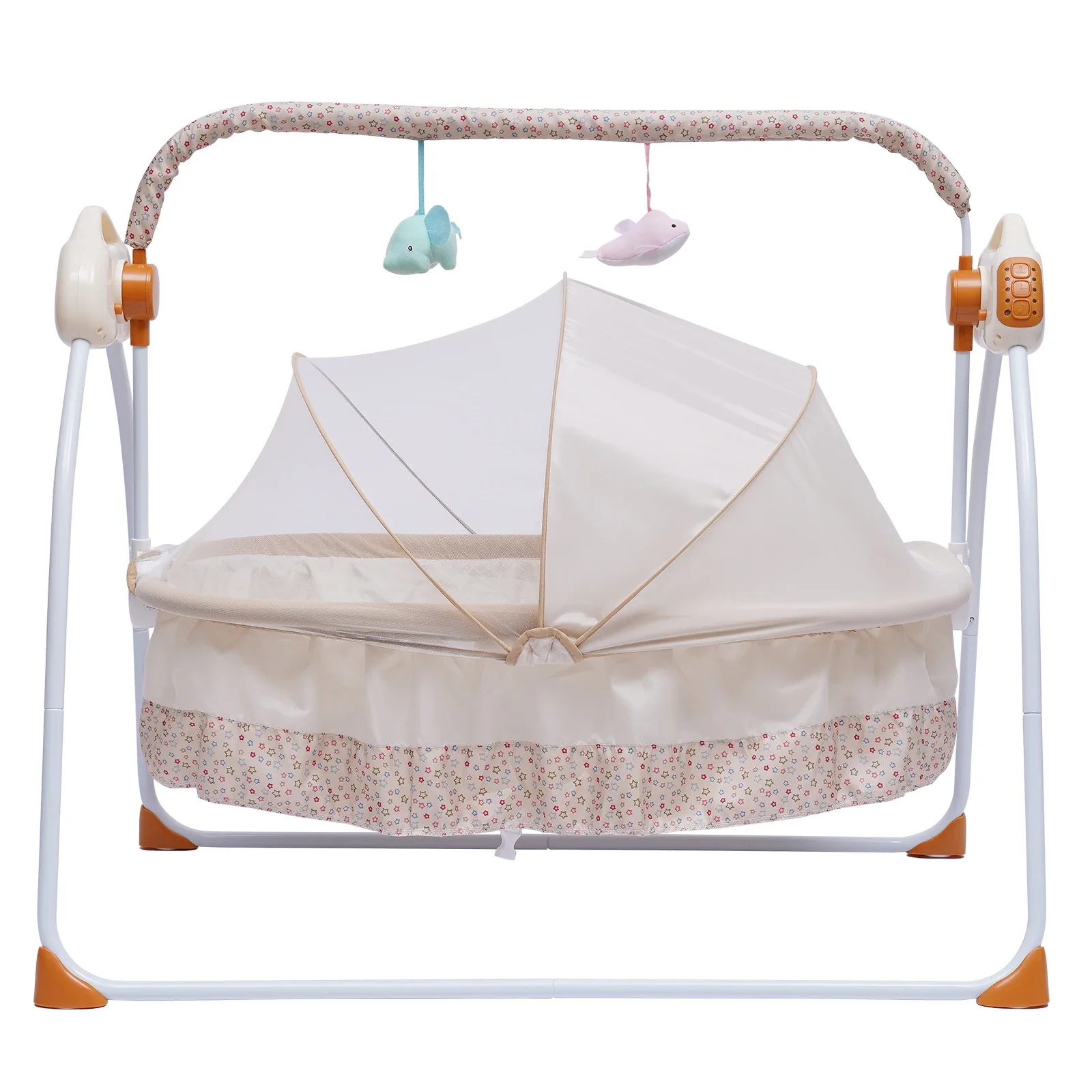 Baby Swing with Adjustable Swing Gears, Remote Control, Bluetooth Music Connection, and Foldable Design, Comfortable and Safe