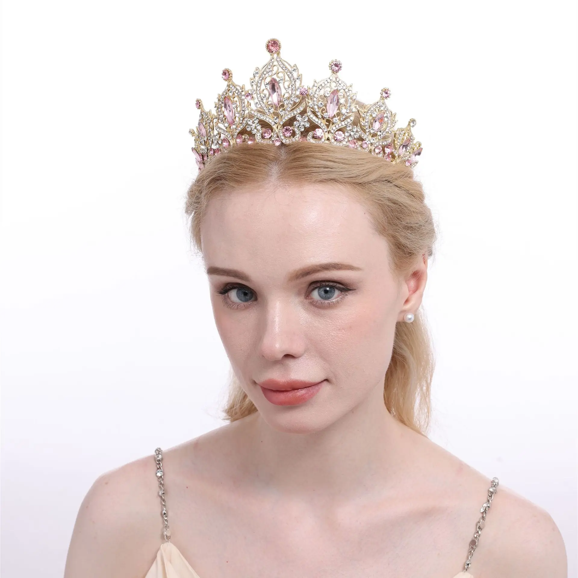 Leading bridal crown headdress, European and American alloy electroplated Western-style wedding hair accessories