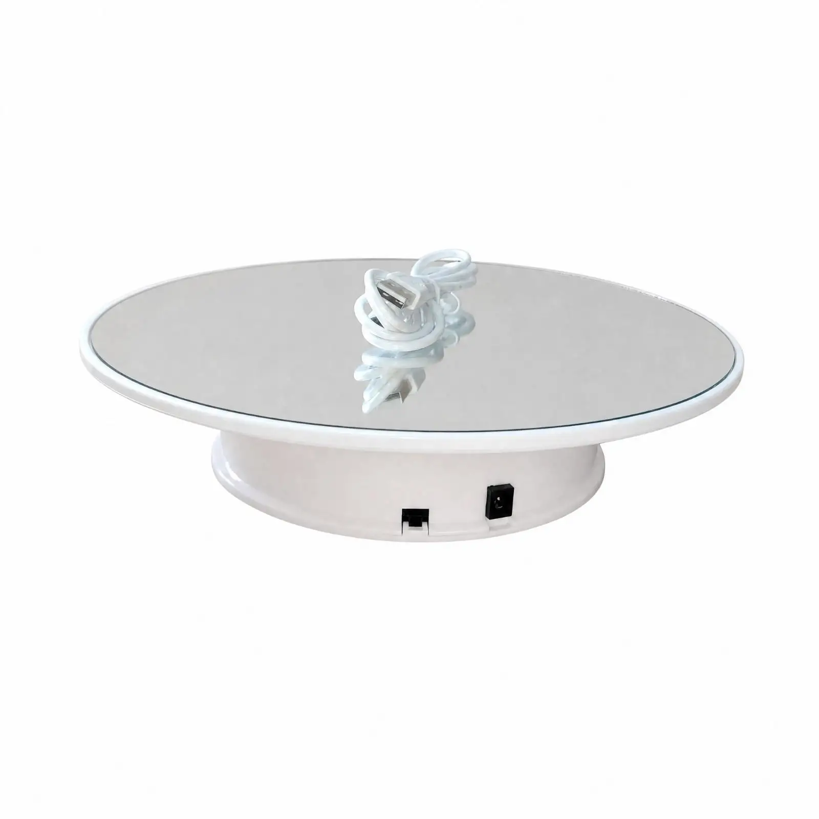 Cordless USB Powered Rotating Display Turntable for Retail Counter Visual Merchandising