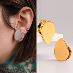 Vanku 2PCS Fashion Teardrop Ear Plugs Tunnels For Women Body Jewelry Piercing Saddle Gauges Stretchers Ears Accessories