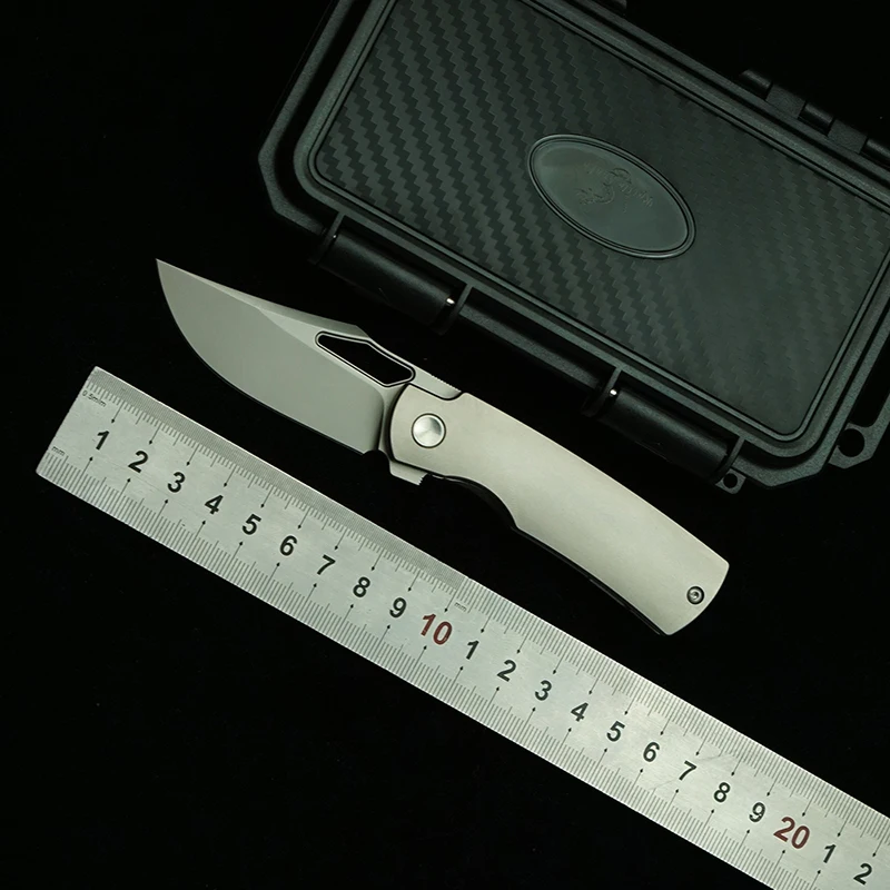 LEMIFSHE New Rattlesnake Mini F18 Folding Knife M390 Blade Titanium Handle Outdoor Camping Kitchen Survival EDC Tool