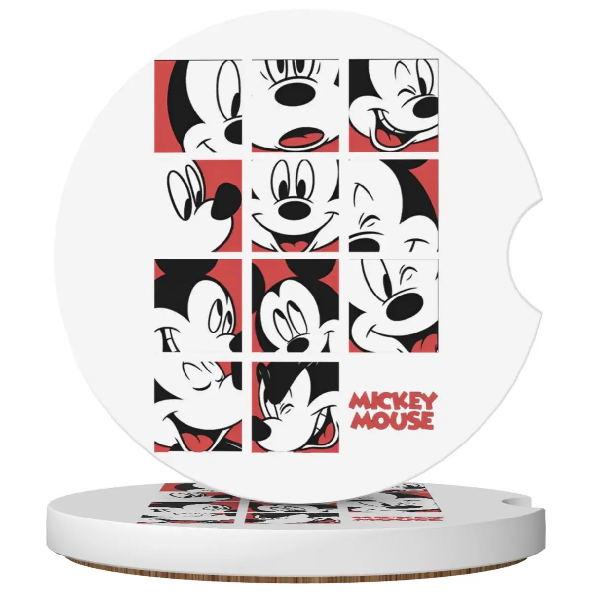 2PCS Mickey Mouse Car Cup Coaste Universal Auto Car Interior Cup Holder Embedded in Ornaments Ceramic Coaster