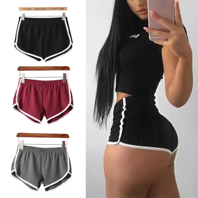 

High Elastic Waist Women's Shorts Fashion Casual Beach Short Harajuku Black White Shorts Solid Color Gym Fitness Sweatpants