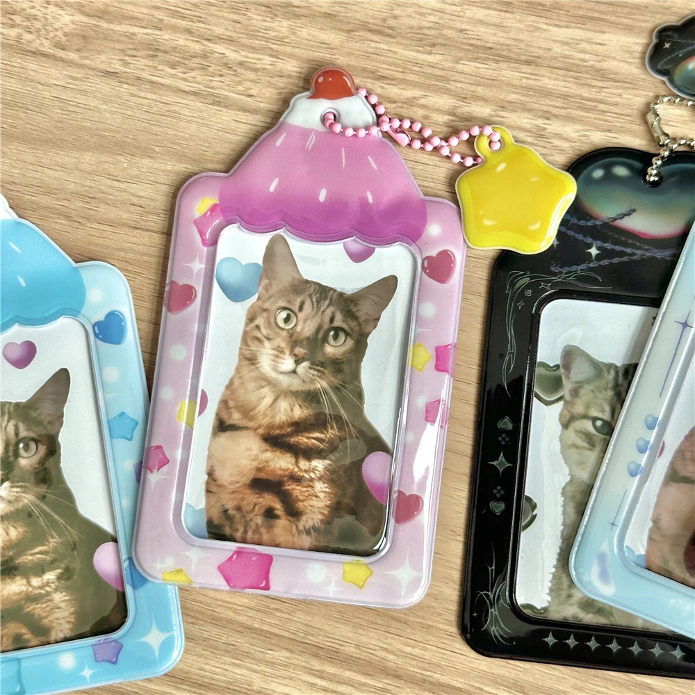 Cute Heart Card Cover New Photo Card Holder Idol Photo Protective Case Photocard Holder Display Keychain Pendant Stationery