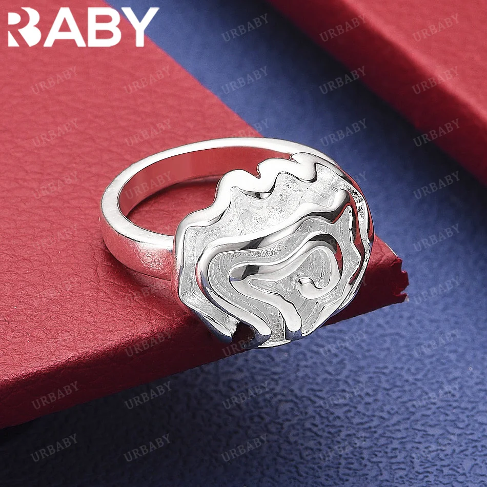 

URBABY 925 Sterling Silver Size 6-10 Big Rose Ring Fashion Jewelry Charm Grace Noble Wedding Accessories