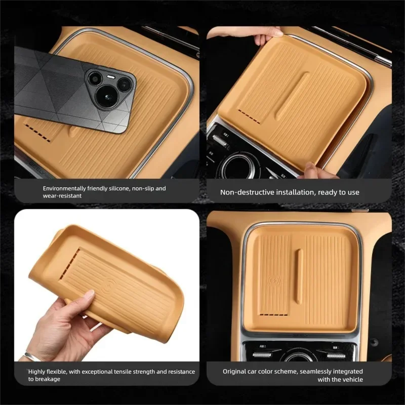 

For Silicone Non-Slip Mat for Geely Starship 7 Wireless Charging & Center Console Cup Holder, Dustproof & Protective Pad
