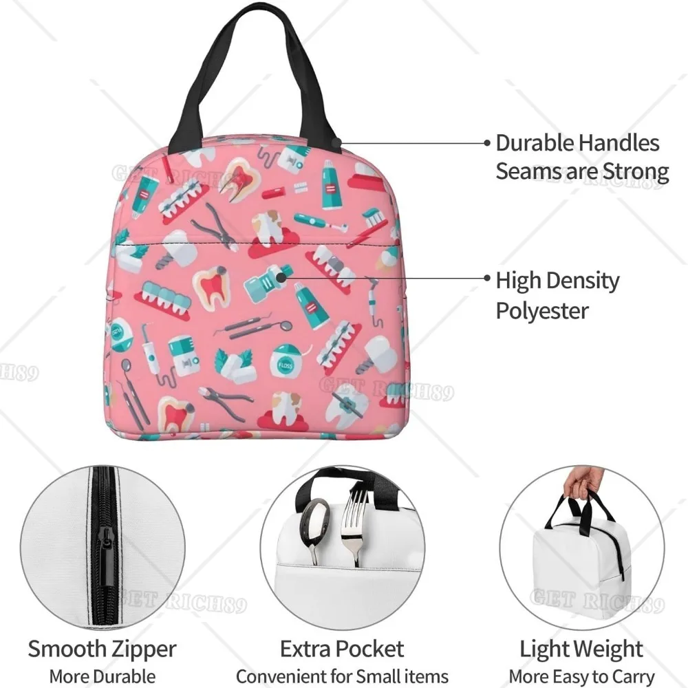 Dentist Cute Lunch Bag Dental Hygienist Lunch Box for Women & Men Insulated Picnic Pouch Thermal Cooler Tote Bag for Work Travel