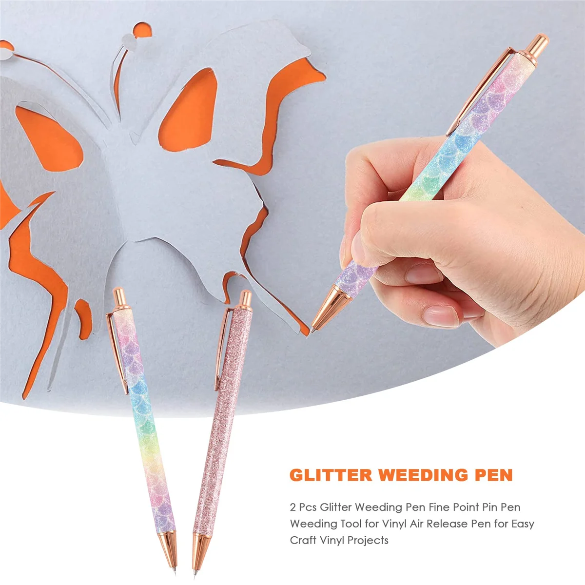 ZDH 2-delige glitter wieden pen fijne punt pin pen wieden tool voor vinyl air release pen voor gemakkelijke ambachtelijke vinylprojecten