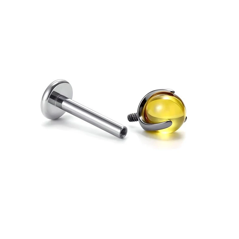 ASTM F136 G23 Titan Labret Piercing Seestern Biene Blatt CZ Push Pin Gewinde 16G Knorpel Körperschmuck – Detail 10