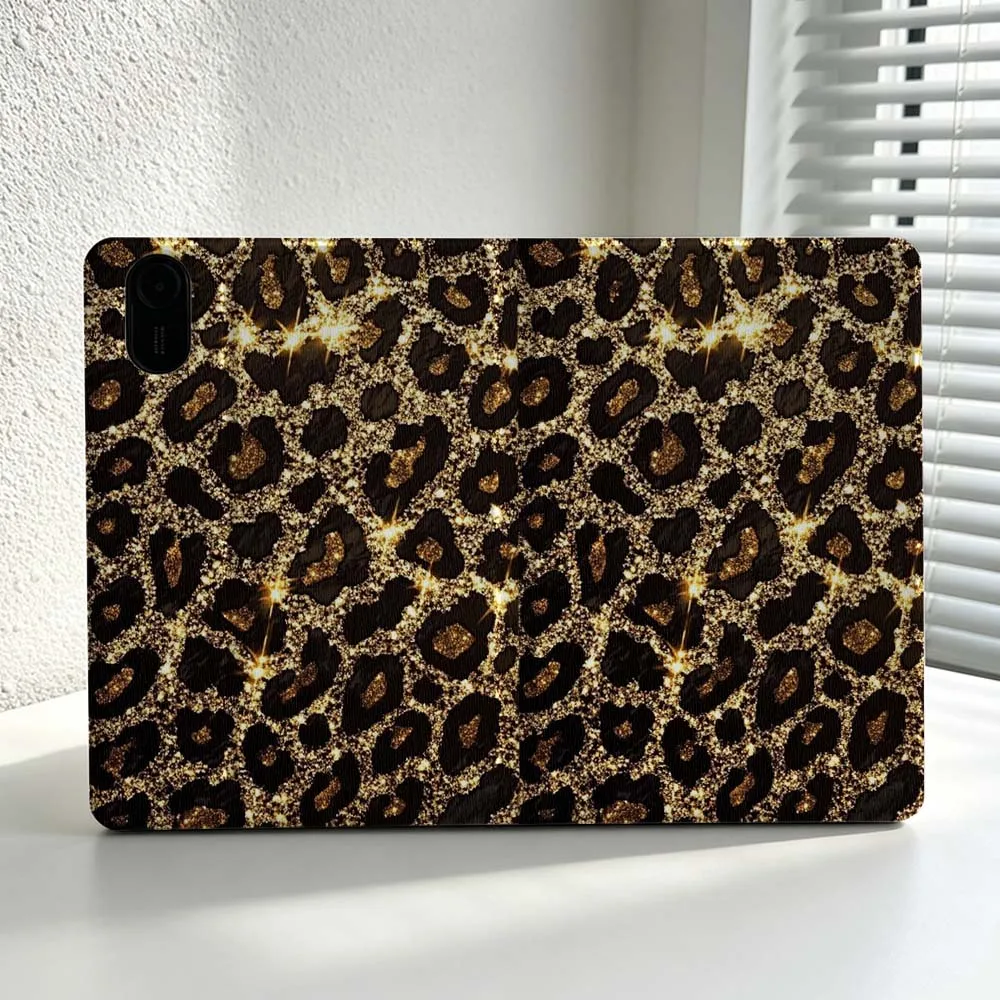Golden Leopard Print Sparkle For Xiaomi Redmi Mi Pad 8 7 6 5 4 2 SE K Pro Max Ultra Poco Pad Soft Inch Tablet Case Cover