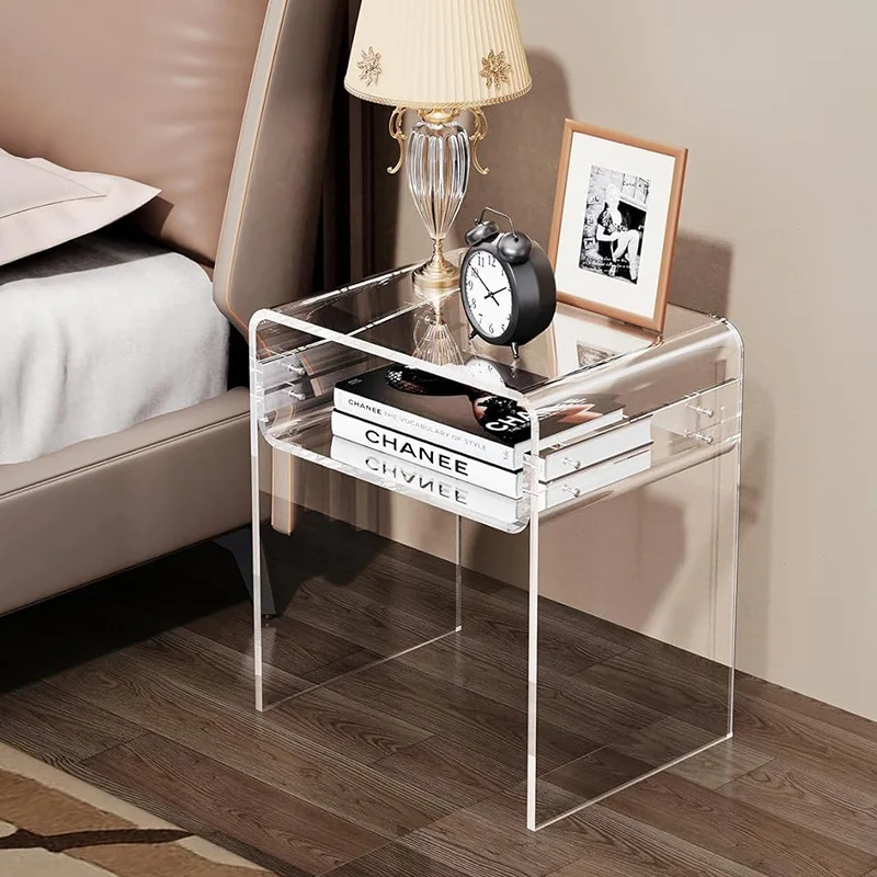 Cross-border acrylic transparent double bedside table modern living room transparent double coffee