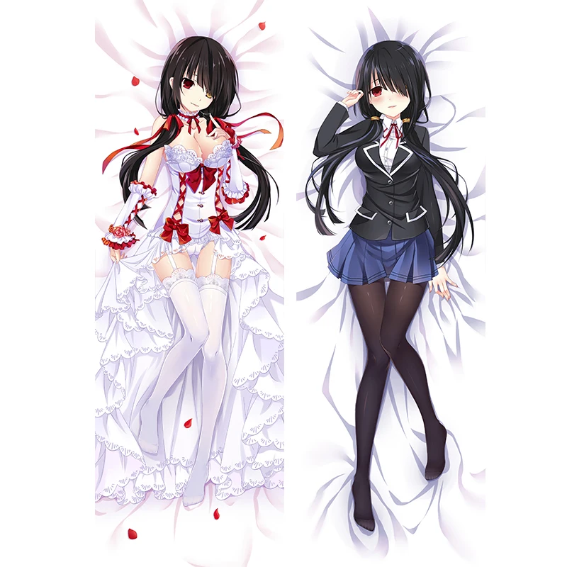 Funda de peluche Dakimakura Sexy Tokisaki Kurumi Kotori Itsuka con cita de Anime en vivo, almohada Otaku japonesa BMZP