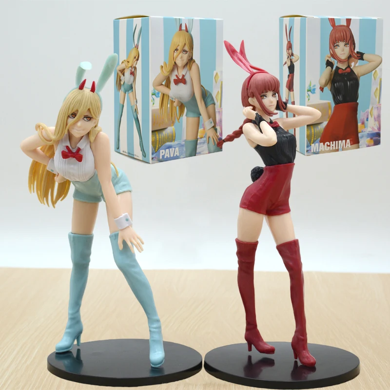 Figura de Anime Chainsaw Man Makima Bunny Girl, Figura de Acción BiCute Bunnies Denji Power, Figura de Aki Hayakawa, Muñeca Modelo para Adultos, Juguetes