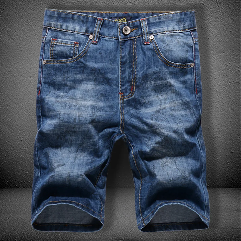 

Новые летние мужские модные оригинальные джинсы с пятиконечной нашивкой, прямые брюки из смеси хлопка и полиэстера, молодежная одежда